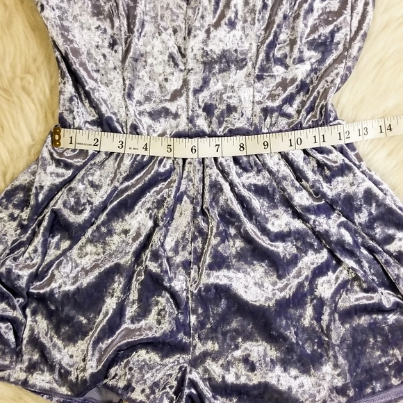 Fragile Crushed Velvet Shorts Romper - Picture 5 of 9